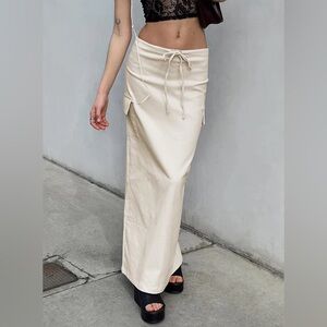 Princess Polly NWT my girl utility skirt beige size 8 long stretch drawstring